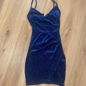 Windsor Deep Blue Glitter Mini Dress